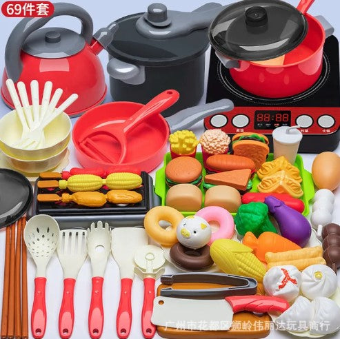 Kitchen Pretend Play Toys Children's Educational Simulation Play House Toy Set Cookware Cooking Mainan Masak Budak Perempuan Girls Boys Gifts -By Sea Courier Method 🚢📦