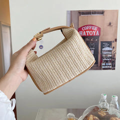 Trendy Straw Summer Handbag - Small Woven Shoulder Bag