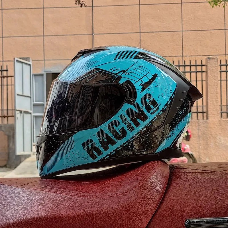 blue biohazard full face motorcycle helmet X-297 washable liner Color Wow! Motorcycle Full Face Helmet