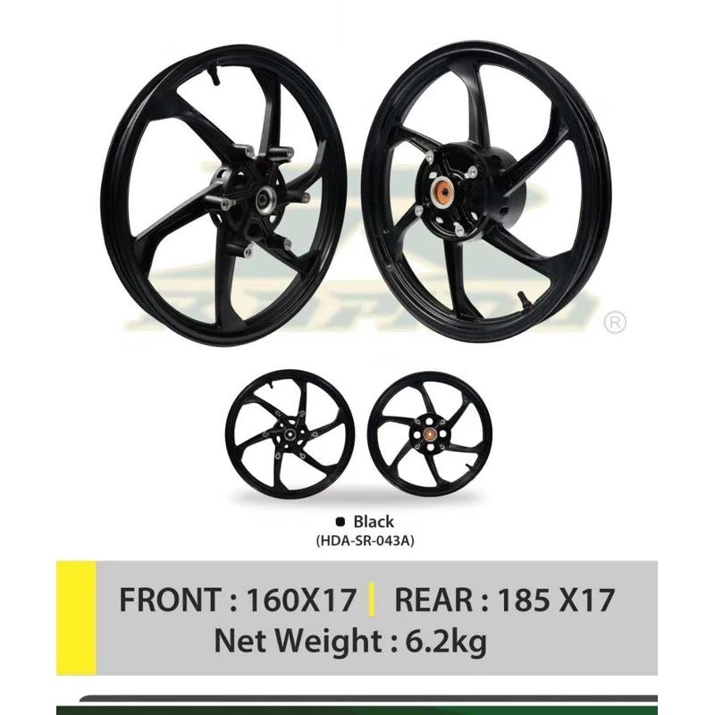 Rapido sport rim vs02 for y15 (front 3.0 x 17/rear 4.5 x 17) for double disc size/ RS150 SPORTRIM 6 batang 1.6-1.85 -By Sea Courier Method 🚢📦
