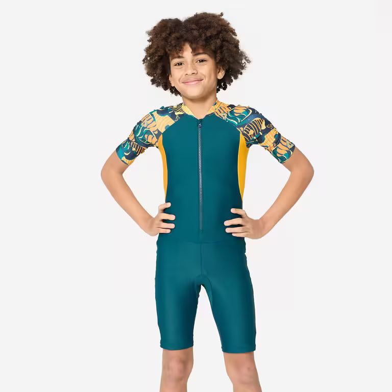 Boy’s Wetsuit Shorty 100 Short Sleeve Navy Blue/Blue
