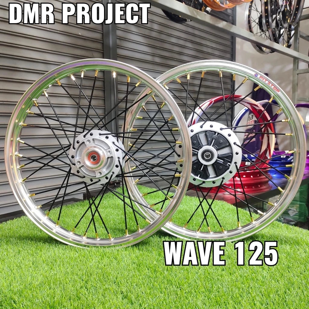 ALLOY RIM W125/W100R (DISC) 1.40X17 COMPLATE SET AIK SIA/STRONGER CHARTER HUB CHROME RIM ALLOY WAVE 125 -By Sea Courier Method 🚢📦