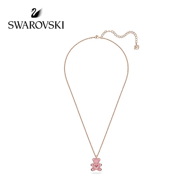 144 Swarovski Necklace TEDDY TEDDY Bear Necklace Ladies Necklace Gift Swan Necklace Silver Necklace Non-Fade Necklace Crystal Jewelry Moissanite Necklace Christmas -By Sea Courier Method 🚢📦