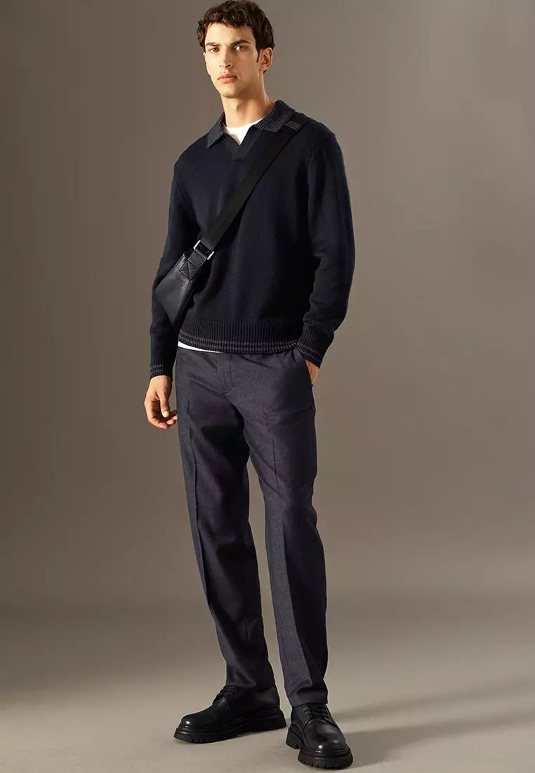 Wool-Flannel Trousers - Straight