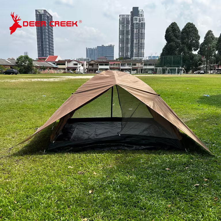 Deer Creek 4 Person Double Layer Monsoon Dome Tent Brown