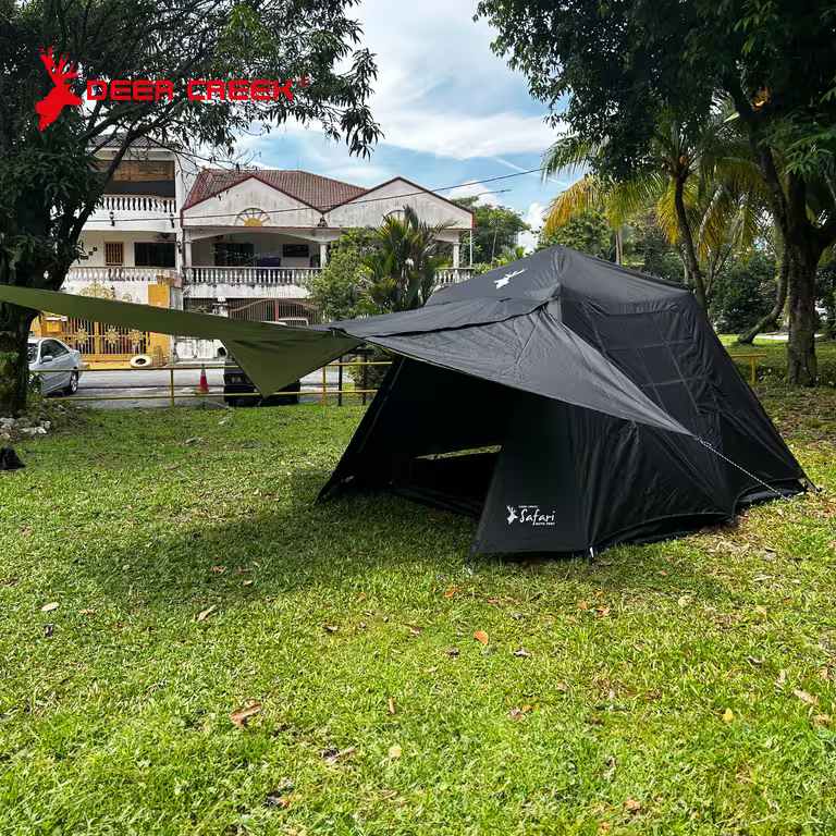Deer Creek Safari Single Room Automatic Tent with Extended Flysheet Black