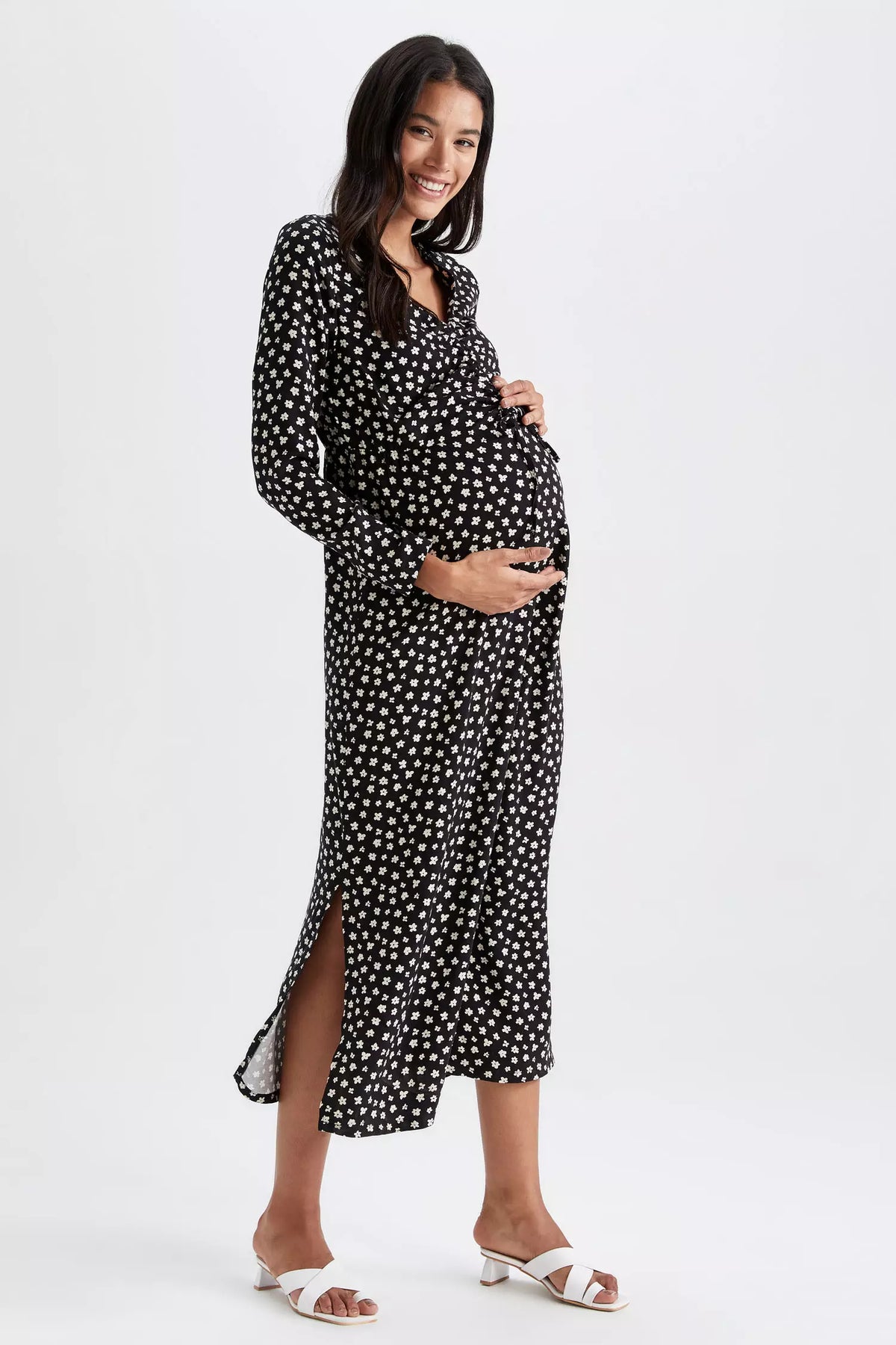 Slim Fit Long Sleeve Viscose Midi Maternity Dress Dhivehi Cart Slim Fit Long Sleeve Viscose Midi Maternity Dress Dhivehi Cart