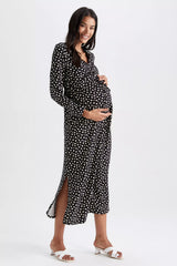 Slim Fit Long Sleeve Viscose Midi Maternity Dress