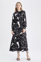 Regular Fit Long Sleeve Maxi Dress