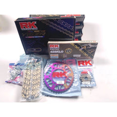 Y15ZR Y15ZRV2 428 SPROCKET SET TITANIUM RAINBOW ORING GOLD RK ORIGINAL -By Sea Courier Method 🚢📦