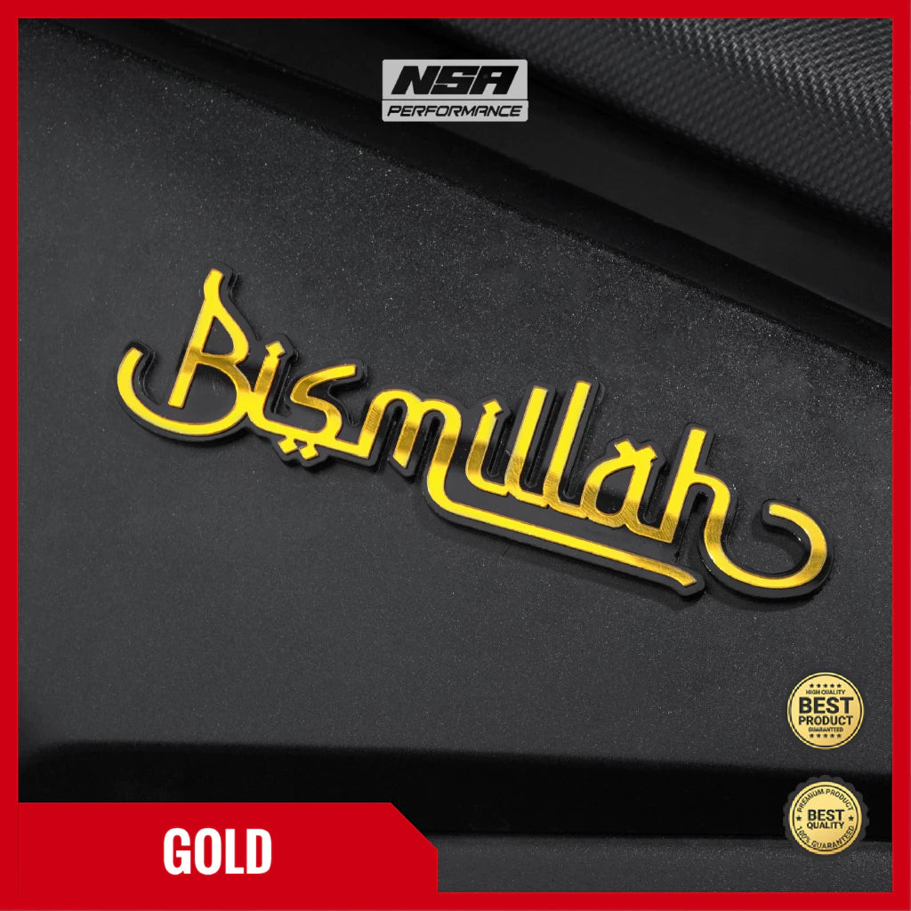 Nsa Emblem Bismillah Embossed Bismillah Sticker 1PCS Motorcycle Accessories BEAT VARIO PCX ADV NMAX Bismillah Writing Embossed Acrylic Bismillah Motorcycle Emblem -By Sea Courier Method 🚢📦