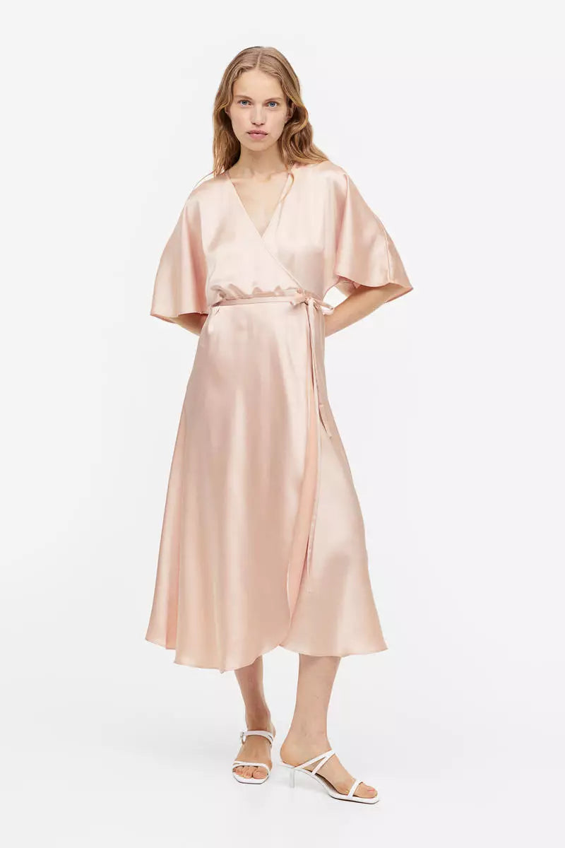 Wrapover satin dress