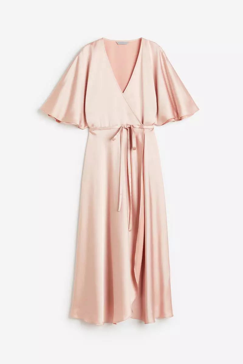 Wrapover satin dress