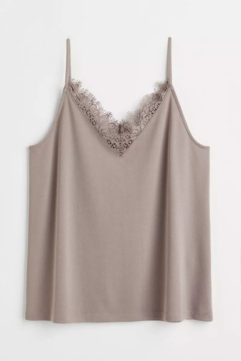 Lace-trimmed cami top