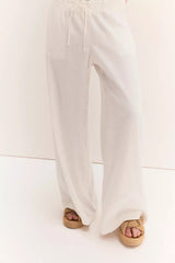 Linen-blend pull-on trousers