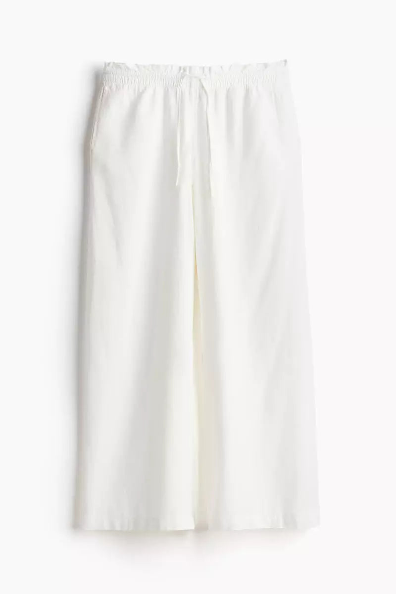 Linen-blend pull-on trousers