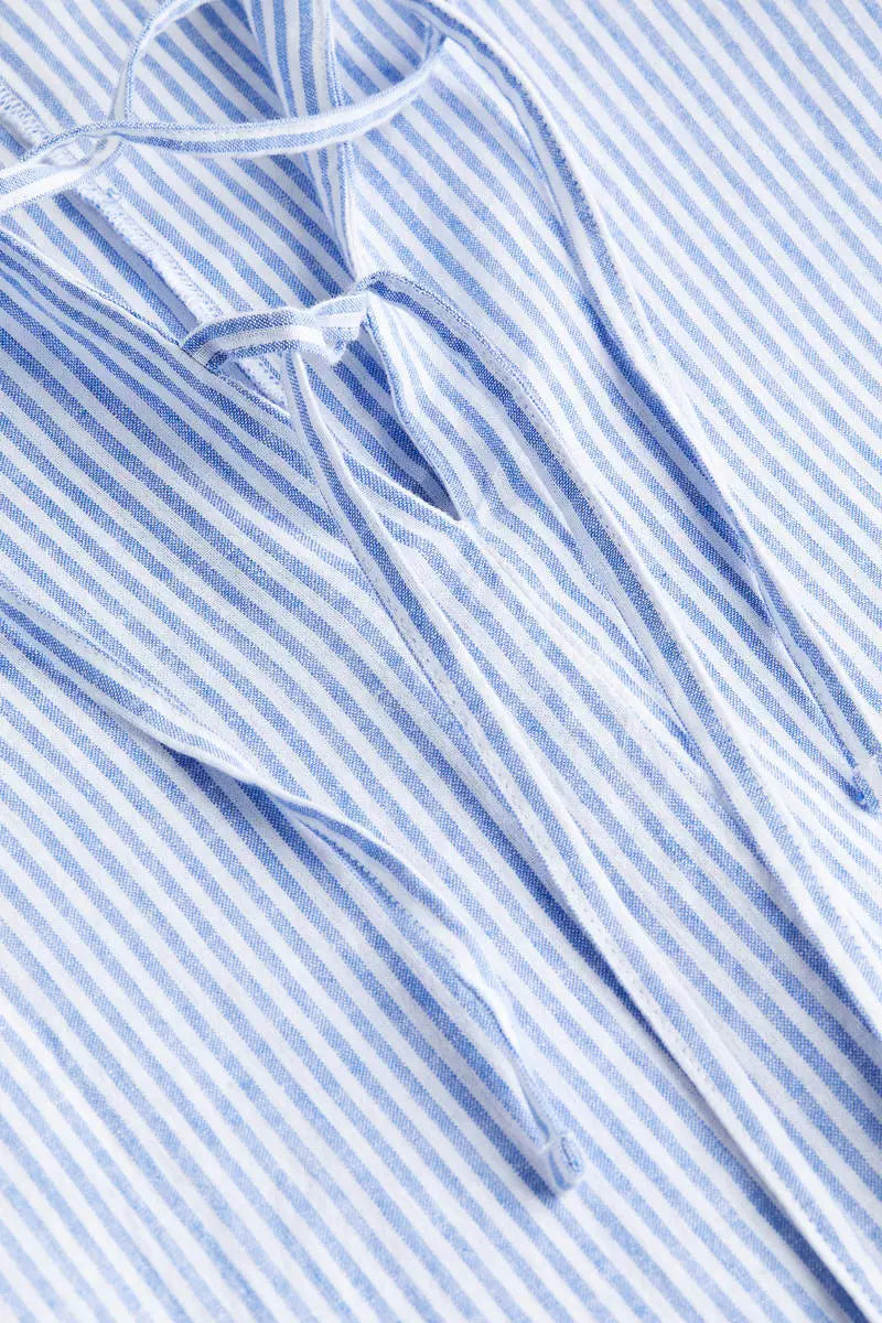 Tie-detail linen-blend dress