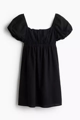 Puff-sleeved babydoll dress