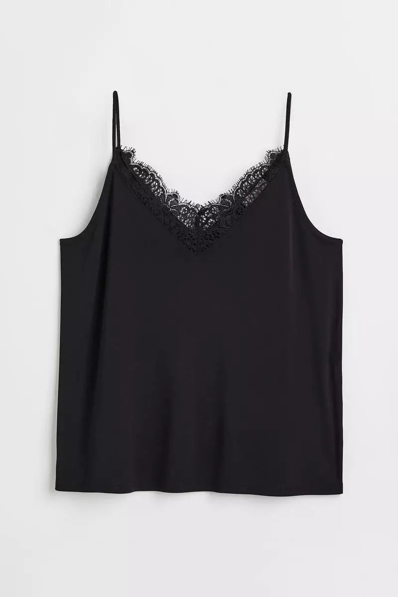 Lace-trimmed cami top