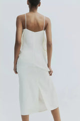 Flounce-trimmed slip dress