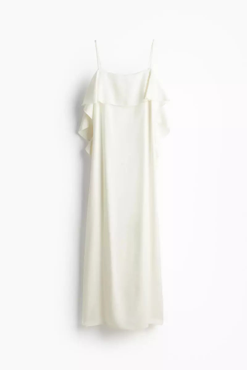 Flounce-trimmed slip dress