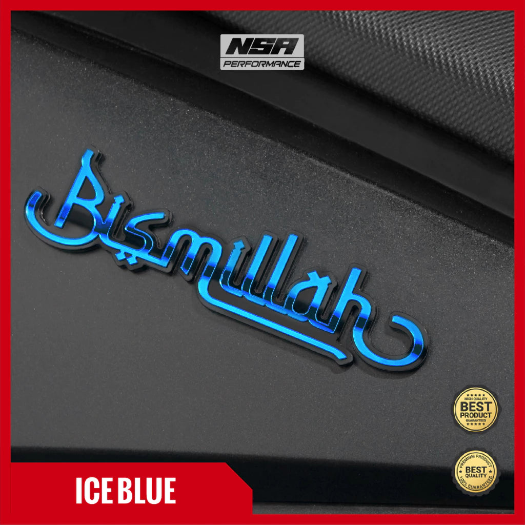 Nsa Emblem Bismillah Embossed Bismillah Sticker 1PCS Motorcycle Accessories BEAT VARIO PCX ADV NMAX Bismillah Writing Embossed Acrylic Bismillah Motorcycle Emblem -By Sea Courier Method 🚢📦