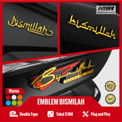 Nsa Emblem Bismillah Embossed Bismillah Sticker 1PCS Motorcycle Accessories BEAT VARIO PCX ADV NMAX Bismillah Writing Embossed Acrylic Bismillah Motorcycle Emblem -By Sea Courier Method 🚢📦