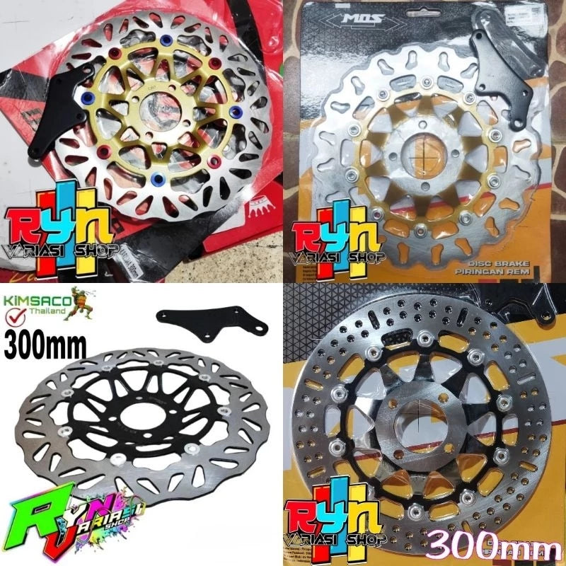 Wide front disc disc plus bracket 300mm md PSM kembang BLACK motorbike honda supra x 125 wave karisma kph revo old First fit new etc -By Sea Courier Method 🚢📦