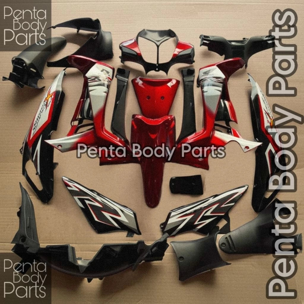DHC- MERAH HIJAU Full Set Body Cover Honda Supra X 125 (KVL) - Full Body Supra X 125 Batman Plus Lights and Bolts 2007 - 2014 Black White Red Greenbiru -By Sea Courier Method🚢📦