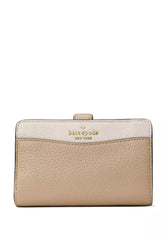 Kate Spade Leila Medium Compact Bifold Wallet- Beige/White