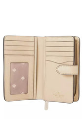 Kate Spade Leila Medium Compact Bifold Wallet- Beige/White