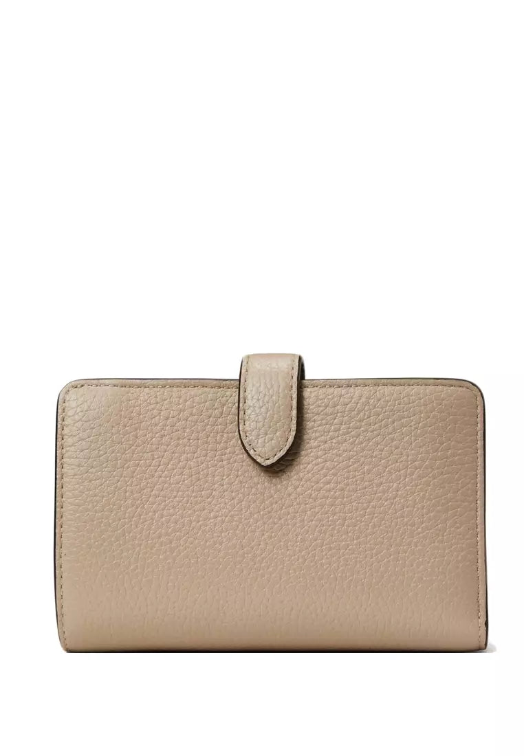 Kate Spade Leila Medium Compact Bifold Wallet- Beige/White