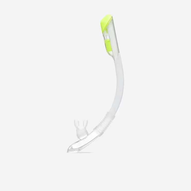 Kids’ diving snorkel with dry top valve,- DRY TOP SNORKEL JUNIOR 100 Translucent