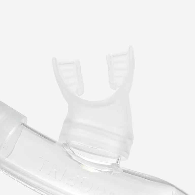 Kids’ diving snorkel with dry top valve,- DRY TOP SNORKEL JUNIOR 100 Translucent