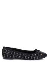 Black Plaid Tweed Ballet Flats