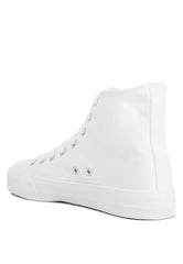 White Solid Canvas High Top Sneakers