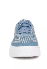 Denim Rhinestones Embellished Chunky Sole Sneakers