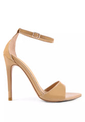 Latte Ankle Strap Stiletto Heeled Sandals