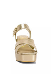 Gold Strappy Block Heel Sandals