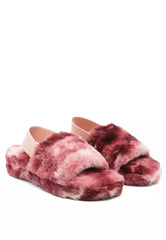 Sling back Platform Slides in Burgundy