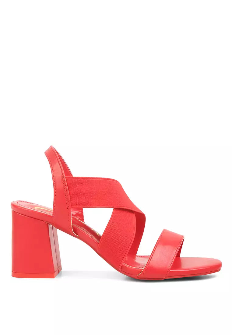 Comfortable Straps Block Heel Sandals in Red