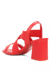 Comfortable Straps Block Heel Sandals in Red