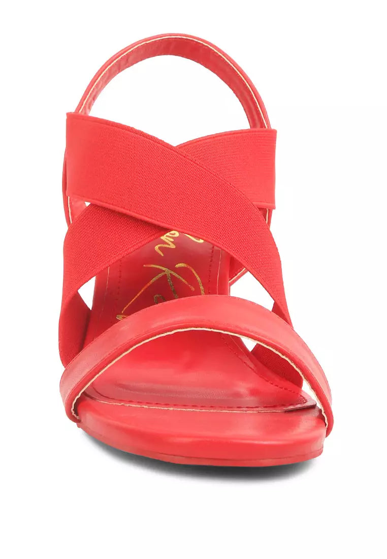 Comfortable Straps Block Heel Sandals in Red