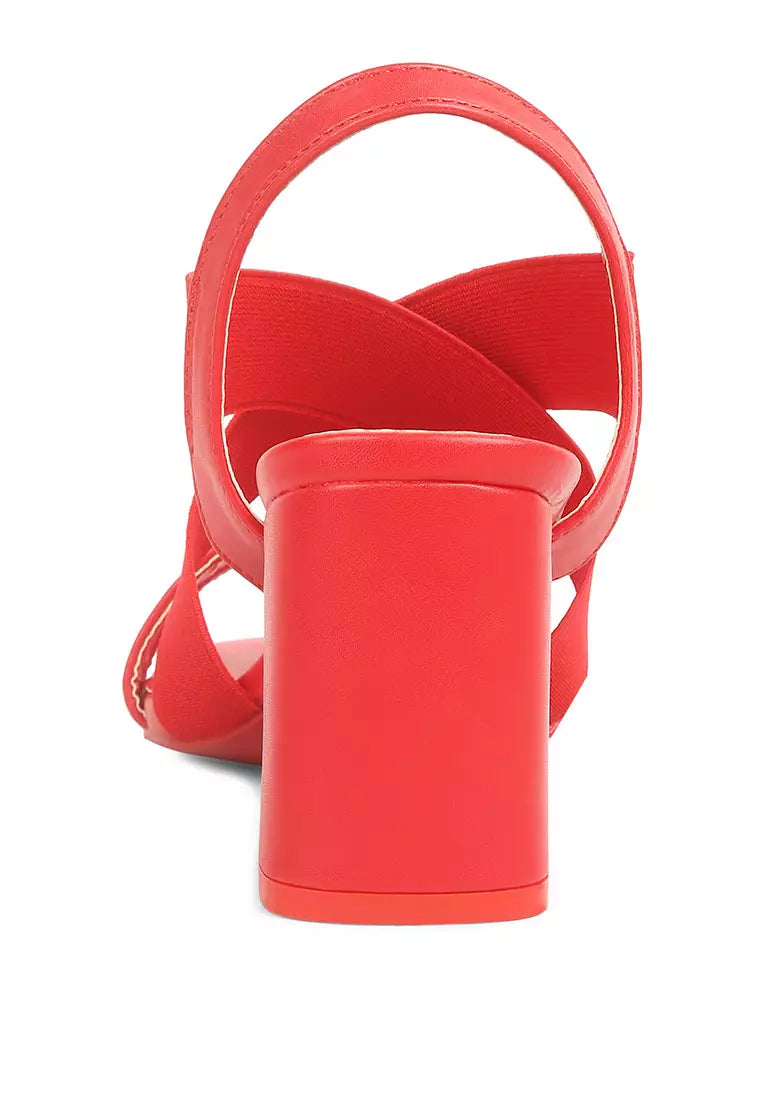 Comfortable Straps Block Heel Sandals in Red