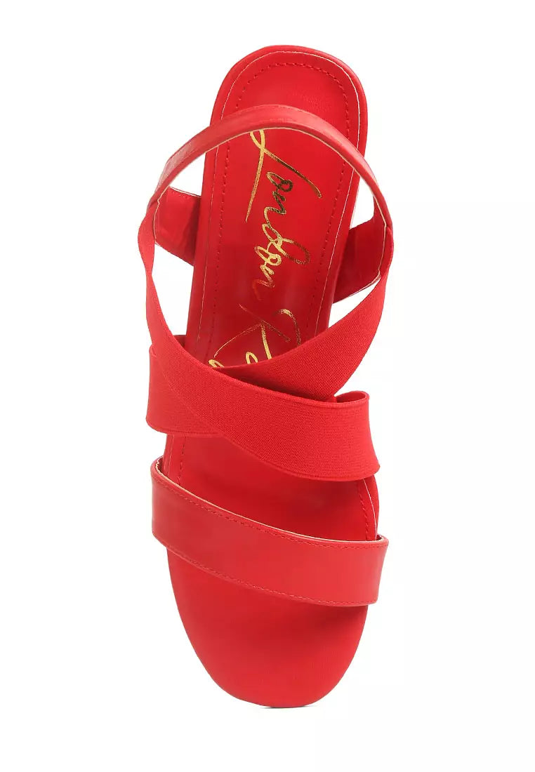 Comfortable Straps Block Heel Sandals in Red