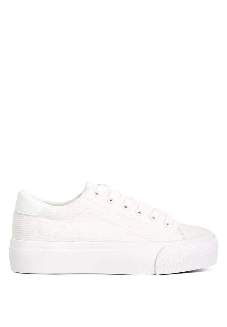 White Flatform Canvas Sneakers