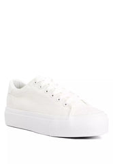 White Flatform Canvas Sneakers