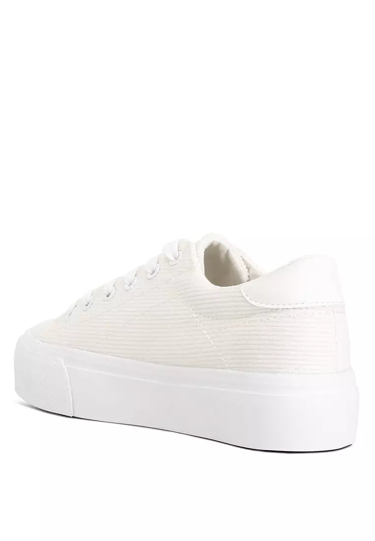 White Flatform Canvas Sneakers