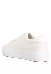 White Flatform Canvas Sneakers