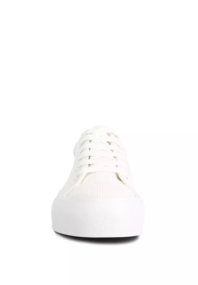 White Flatform Canvas Sneakers